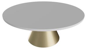 Artù Brass - Tavolo da pranzo rotondo ⌀ 120 cm in legno laminato con base a cono in metallo-Bianco