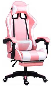 Sedia da gioco rosa con cuscino e poggiapiedi HR-PINK