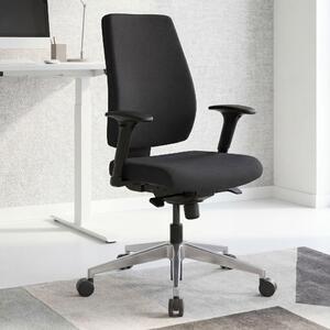 Sedia da ufficio FineBuy DARIUS nera con rivestimento in tessuto; sedia da scrivania di design con meccanismo sincronizzato e braccioli; sedia girevole ergonomica con portata massima di 120 kg
