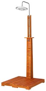 CASARIA® Doccia da giardino Legno di eucalipto certificato FSC® 224 cm Portasapone con piastra di base Soffione grande Attacco per tubo da giardino Legno Piscina da giardino Doccia da campeggio