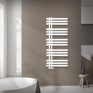Radiatore da bagno LuxeBath Design, 500x1200 mm, bianco, set di collegamento e termostatico angolare a parete, senza elemento riscaldante