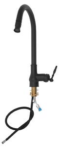 Rubinetto in acciaio inossidabile - Miscelatore da cucina con rotazione a 360° - Tubo estensibile da 60 cm - Acqua calda e fredda - Monocomando, attacco G3/8 - Nero