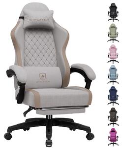 Sedia da gaming GTPLAYER: sedia ergonomica per PC in tessuto traspirante, sedia da scrivania girevole di grandi dimensioni e alta con poggiapiedi, marrone chiaro