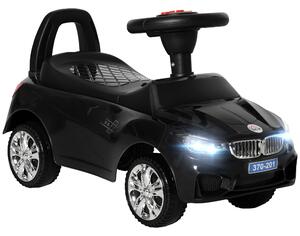 HOMCOM Macchinina per Bambini Cavalcabile con Volante, Fari e Musiche Integrate, in PP e Metallo, 63.5x28x36 cm, Nero