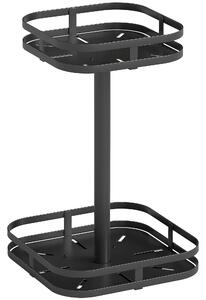 HOMCOM Portaspezie girevole, design a 2 livelli, piedini a ventosa, metallo, Nero | Aosom Italy