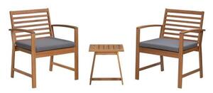 Set di mobili da giardinoin legno di acacia con cuscini – 2 persone – Cali – Grigio