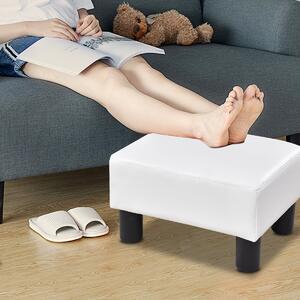 Costway Pouf poggiapiedi rettangololare per metterci le scarpe, Sgabello imbottito basso in PU 40x30x24cm Bianco