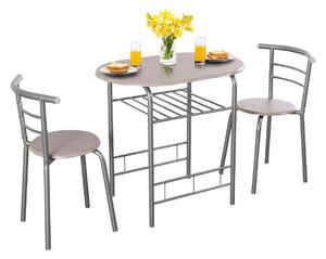 Costway Set di mobili 2 sedie e tavolo da pranzo Set 3 pezzi tavolo e 2 sgabelli da cucina Grigio