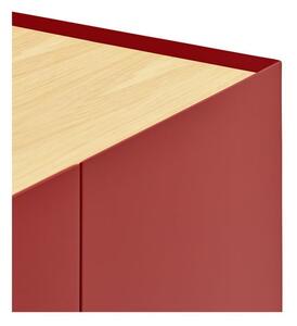 Cassettiera bassa rossa effetto rovere 165x78 cm Arista - Teulat