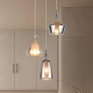 Trio Lighting Lampada a sospensione in vetro Aldea, dimmerabile, Crema / Ambra, Soggiorno / Sala da pranzo, Vetro, Lampada a sospensione