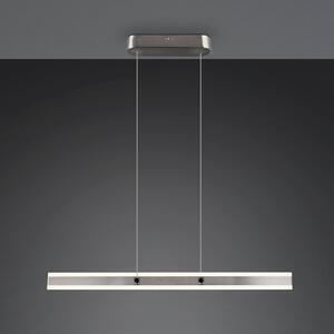 Trio Lighting Lampada LED a sospensione Arcola, color nichel, lunghezza 115 cm CCT 2 luci. dimmerabile, Alluminio / Grigio / Zincato, Soggiorno / Sala da pranzo, Metallo, Moderno