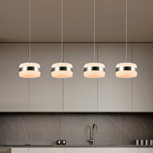 Trio Lighting Lampada LED a sospensione Dios, color nichel, lunghezza 85 cm, CCT, 4 luci. dimmerabile, Alluminio / Grigio / Zincato, Soggiorno / Sala da pranzo, Metallo, Moderno
