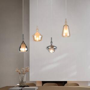 Trio Lighting Lampada a sospensione in vetro Aldea, dimmerabile, Crema / Ambra, Soggiorno / Sala da pranzo, Vetro, Lampada a sospensione
