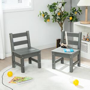 Costway 2 sedie per bambini con schienale per impieghi gravosi, Sedie all'aperto resistente alle intemperie Grigio