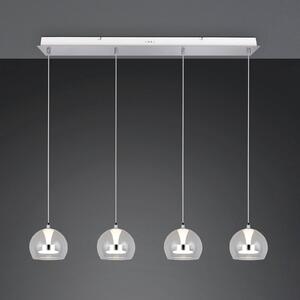 Trio Lighting Lampada LED a sospensione Flynt, lunghezza 97 cm, metallo cromato, 4 luci. dimmerabile, Cromo / Argento, Soggiorno / Sala da pranzo, Metallo, Moderno