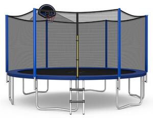 Costway Trampolino con canestro rete di protezione tappetino di sicurezza 72 molle, Trampolino per bambini e adulti