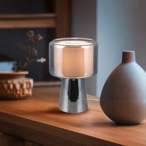 Trio Lighting Lampada da tavolo Rocka, Cromo / Argento, Soggiorno / Sala da pranzo, Vetro, Lampada da tavolo
