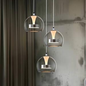 Trio Lighting Lampada LED a sospensione Flynt, Ø 42 cm cromata, metallo CCT 3 luci. dimmerabile, Cromo / Argento, Soggiorno / Sala da pranzo, Metallo, Moderno