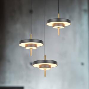 Trio Lighting Lampada LED a sospensione Keaton, nero/oro Ø 45 cm CCT 3 luci. dimmerabile, Nero, Soggiorno / Sala da pranzo, Metallo