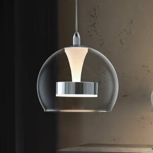 Trio Lighting Lampada LED a sospensione Flynt, Ø 20 cm, color cromo, metallo/vetro, CCT dimmerabile, Cromo / Argento, Soggiorno / Sala da pranzo, Metallo, Moderno