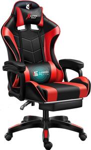 Poltrona da gaming rosso e nero con cuscino HR-RED