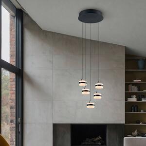 Trio Lighting Lampada LED a sospensione Dios, color nichel, Ø 45 cm, CCT, 5 luci. dimmerabile, Alluminio / Grigio / Zincato, Soggiorno / Sala da pranzo, Metallo, Moderno