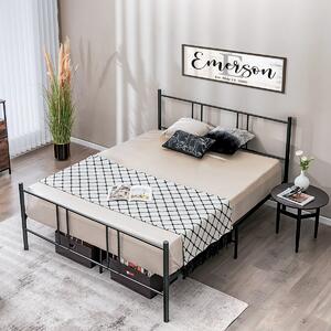 Costway Struttura letto a piattaforma moderna con testiera pediera doghe in acciaio, Struttura letto silenziosa 160x200cm