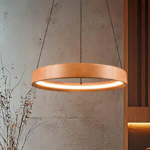 Trio Lighting Lampada LED a sospensione Lynwood, Ø 50 cm, color legno, dimmerabile, Legno chiaro, Soggiorno / Sala da pranzo, Legno