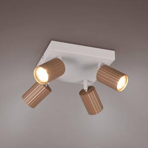 Trio Lighting Faretto da soffitto Soka, marrone/grigio, lunghezza 20 cm, metallo, a 4 luci. dimmerabile, Marrone / Ruggine, Soggiorno / Sala da pranzo, Metallo, Moderno, Faretto alogeno