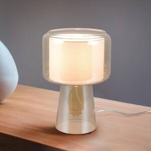 Trio Lighting Lampada da tavolo Rocka, Crema / Ambra, Soggiorno / Sala da pranzo, Vetro, Lampada da tavolo