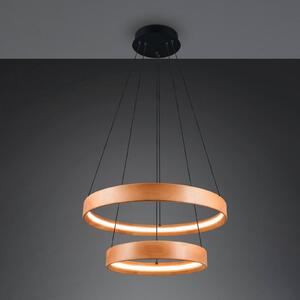 Trio Lighting Lampada LED a sospensione Lynwood, Ø 60 cm, color legno, 2 luci. dimmerabile, Legno chiaro, Soggiorno / Sala da pranzo, Legno