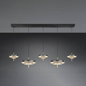 Trio Lighting Lampada LED a sospensione Keaton, nero/oro 140 cm CCT, 5 luci. dimmerabile, Nero, Soggiorno / Sala da pranzo, Metallo