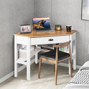 Homieasy Scrivania Angolare A L Con Cassetto, Prese E Luci LED - 122 Cm, Supporto Monitor, Ganci, Per Ufficio, Gaming E Studio, Colore Nero