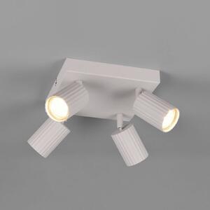 Trio Lighting Faretto da soffitto Soka, grigio chiaro, lunghezza 20 cm, metallo, a 4 luci. dimmerabile, Alluminio / Grigio / Zincato, Soggiorno / Sala da pranzo, Metallo, Moderno, Faretto alogeno