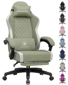 Sedia da gaming GTPLAYER: sedia ergonomica per PC in tessuto traspirante, sedia da scrivania girevole di grandi dimensioni e alta con poggiapiedi, verde