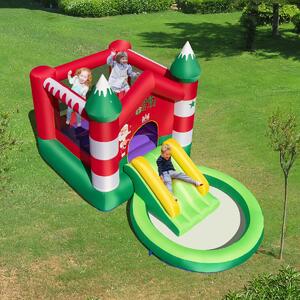 Costway Castello gonfiabile per bambini con scivolo a tema natalizio borsa per il traporto, Casa gigante gonfiabile