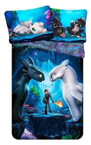 Biancheria da letto per bambini in cotone blu per letto singolo 140x200 cm How To Train Your Dragon - Jerry Fabrics