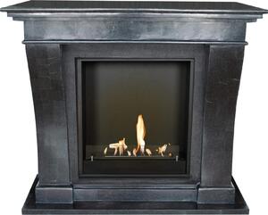 Caminetto a etanolo Xaralyn - Creta BIU-SBP - pietra naturale nera levigata - riscaldamento a 3 kW - caminetto da incasso incluso - caminetto decorativo