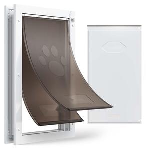Porta per cani e gatti - Porta per animali domestici XL - Resistente alle intemperie - Doppia chiusura magnetica - Telaio in metallo - Per porte interne ed esterne - Dimensioni 34,6 x 60 cm (L x A) - Bianco