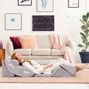 Costway Cuscino a cuneo regolabile da 6 pezzi, Set di cuscini in memory foam per alleviare il dolore alla schiena Grigio