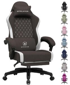 Sedia da gaming GTPLAYER: sedia ergonomica per PC in tessuto traspirante, sedia da scrivania girevole, ampia e alta, con poggiapiedi, marrone