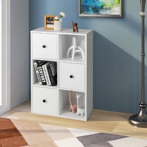 Costway Organizzatore di unità di archiviazione domestica a 3 livelli per soggiorno, Armadio con 6 scomparti Bianco