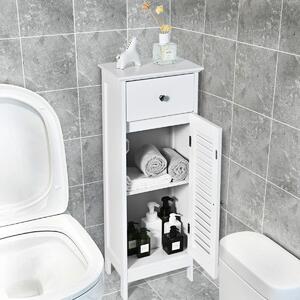 Costway Mobiletto bagno con cassetto porta a persiana ripiano regolabile, Organizer laterale per bagno Bianco