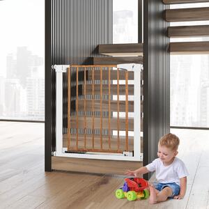 Costway Cancelletto di sicurezza per bambini da 75-82cm con chiusura automatica, Cancelletto per scale porte Bianco