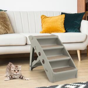 Costway Scaletta di plastica pieghevole per animali, Scala di plastica con 4 gradini per interno ed esterno Grigio