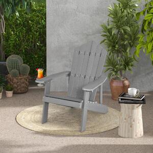Costway Sedia adirondack da esterno con portabicchieri, Sedia resistente alle intemperie per cortile portata 170kg Grigia