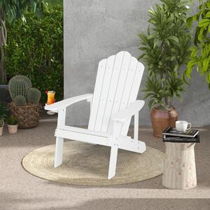 Costway Sedia adirondack da esterno con portabicchieri, Sedia resistente alle intemperie per cortile portata 170kg Bianca