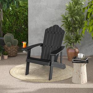 Costway Sedia adirondack da esterno con portabicchieri, Sedia resistente alle intemperie per cortile portata 170kg Nera