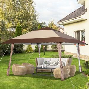 Costway Gazebo da patio 3x3M portatile con ruote e UPF 50+, Tettoia pop-up impermeabile per eventi in cortile Beige