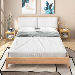 Costway Set di 2 comodini a 2 livelli in bambù, Tavolino quadrato con ripiano inferiore per divano e letto Naturale